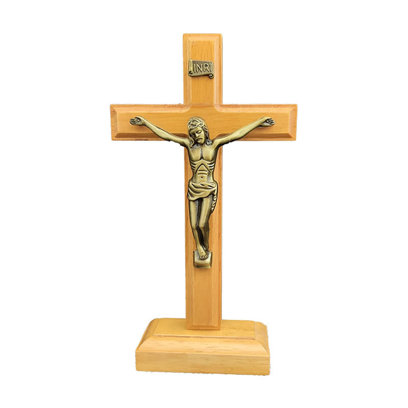 Christianartworkshop Crucifix en bois, ornement de bureau : un emblème intemporel de dévotion - image 4