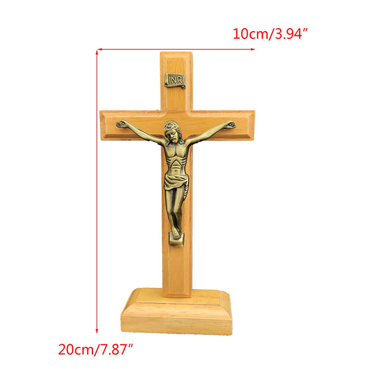 Christianartworkshop Crucifix en bois, ornement de bureau : un emblème intemporel de dévotion - image 3