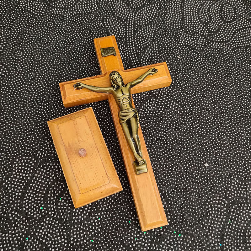 Christianartworkshop Crucifix en bois, ornement de bureau : un emblème intemporel de dévotion - image 1