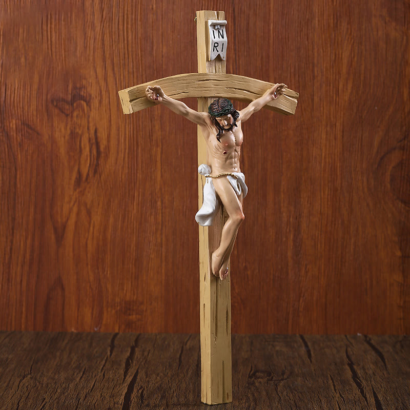Christianartworkshop Crucifix en résine légère orné d'une figurine détaillée de Jésus : Décoration sacrée - image 1