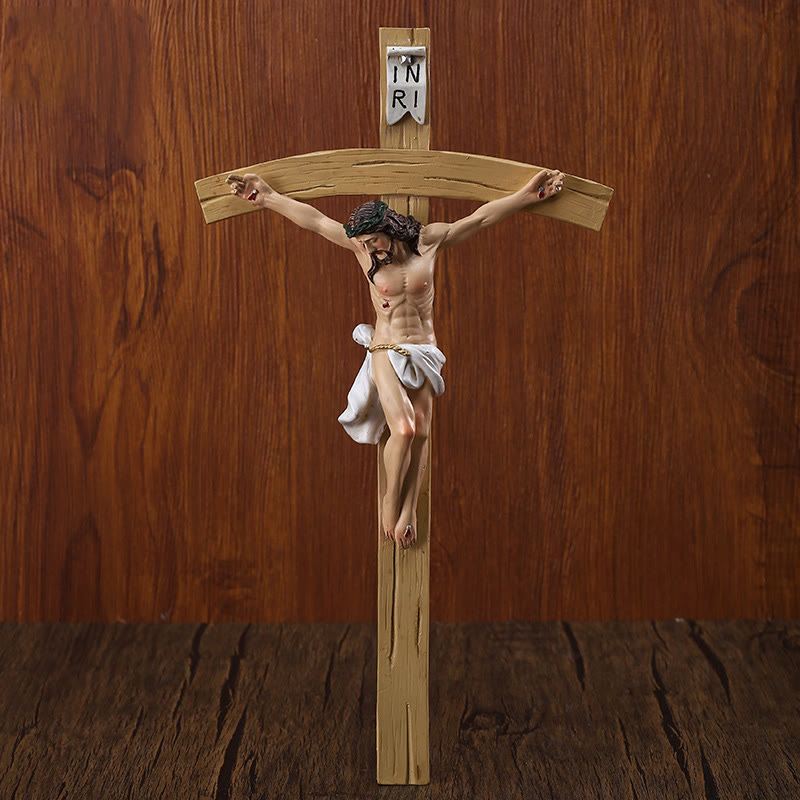 Christianartworkshop Crucifix en résine légère orné d'une figurine détaillée de Jésus : Décoration sacrée - Crucifix - image 0