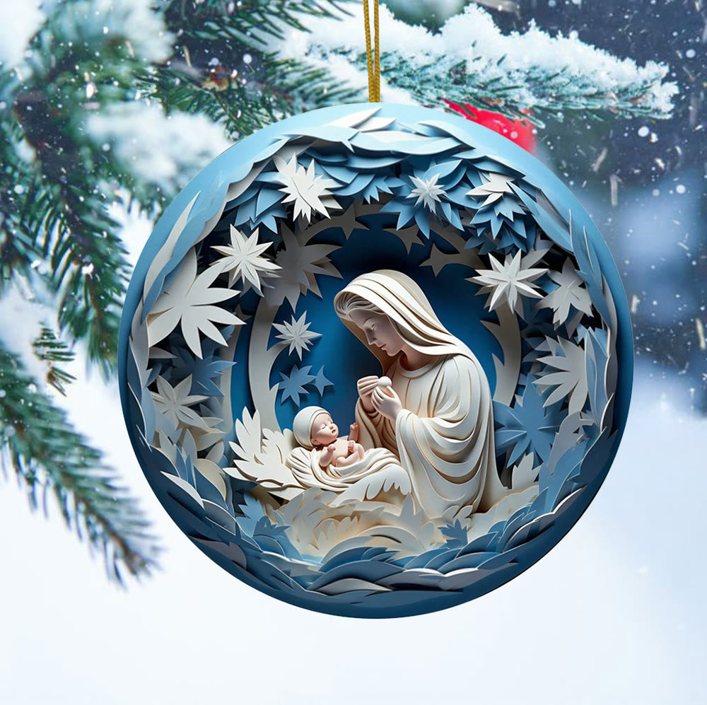 Christianartworkshop Crèche de style sculptural, décorations de Noël à suspendre B - Céramique - image 0