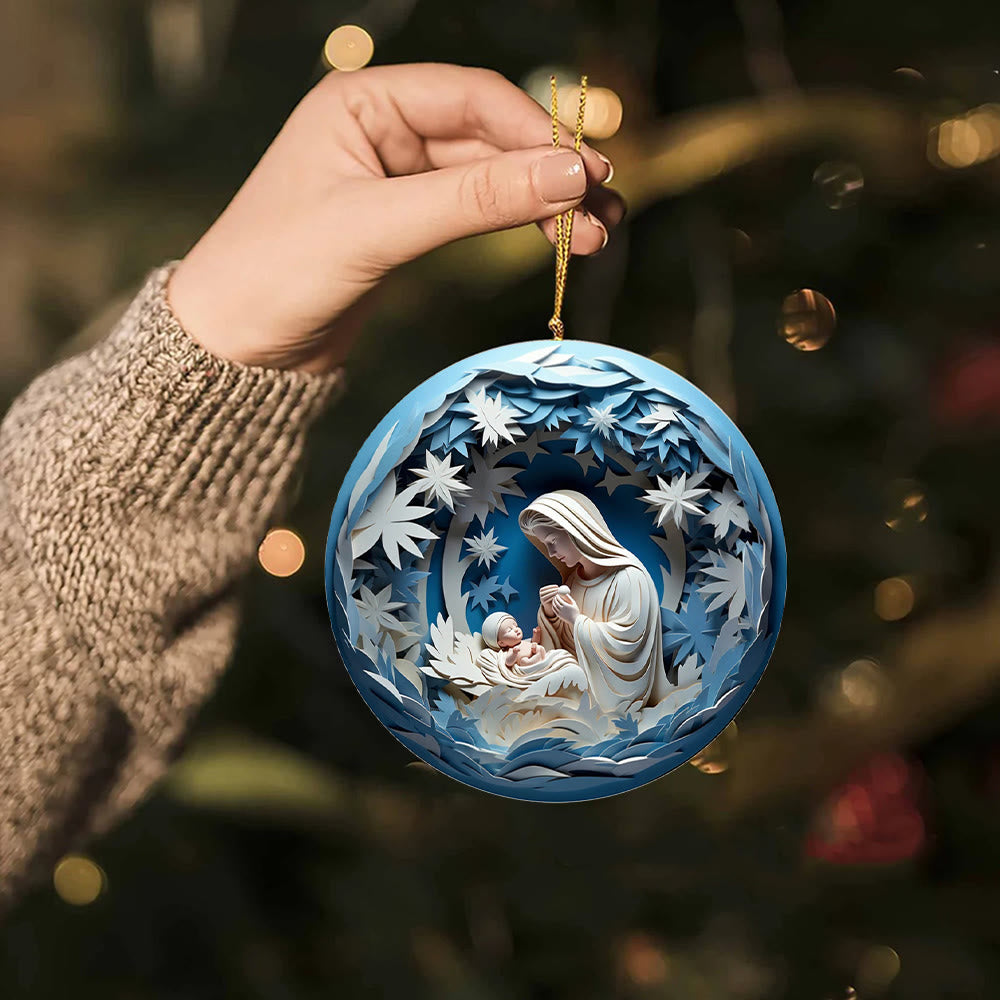 Christianartworkshop Crèche de style sculptural, décorations de Noël à suspendre B - image 1