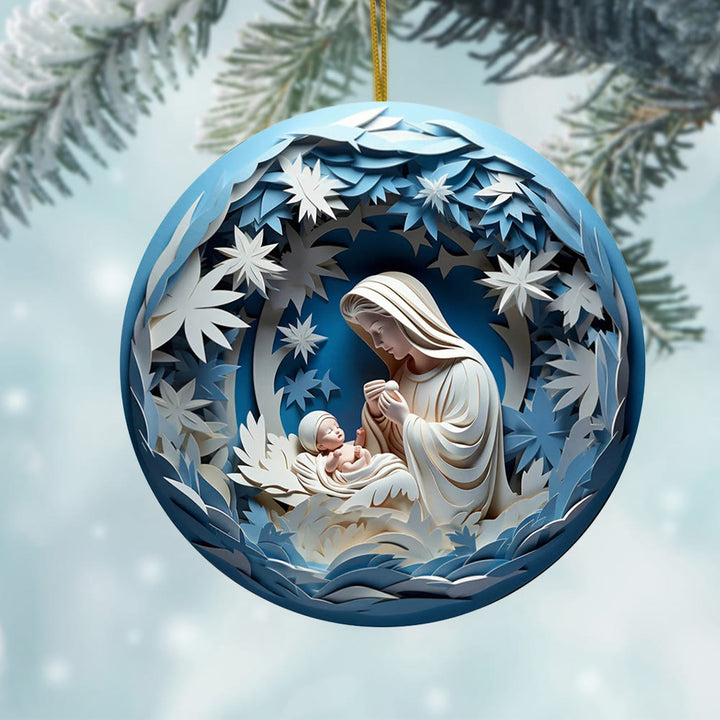 Christianartworkshop Crèche de style sculptural, décorations de Noël à suspendre B - image 2