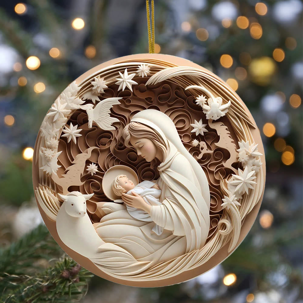 Christianartworkshop Crèche de style sculptural, ornements de Noël à suspendre D - image 1