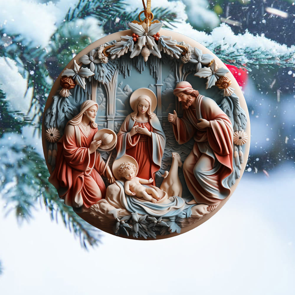 Christianartworkshop Décorations de Noël suspendues de style rétro Nativité A - image 1