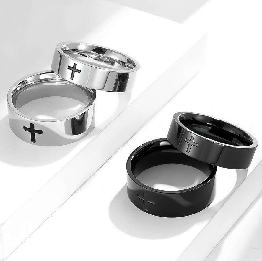 Christianartworkshop Deux - Bagues croix minimalistes colorées : Mode inspirée par la foi - Argent - 6 mm - US 6 - image 0