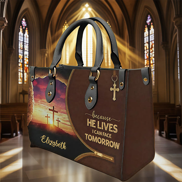 Christianartworkshop Sac à main en cuir personnalisé avec rappel quotidien élégant : La foi pour affronter demain - image 4