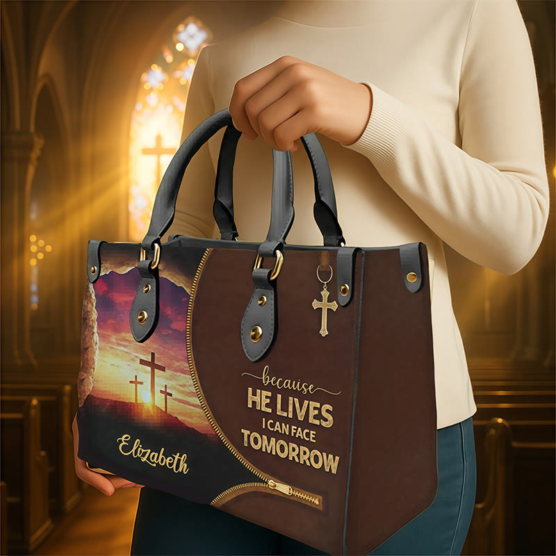 Christianartworkshop Sac à main en cuir personnalisé avec rappel quotidien élégant : La foi pour affronter demain - image 2