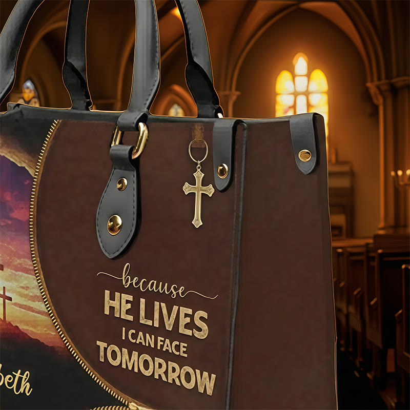 Christianartworkshop Sac à main en cuir personnalisé avec rappel quotidien élégant : La foi pour affronter demain - image 3