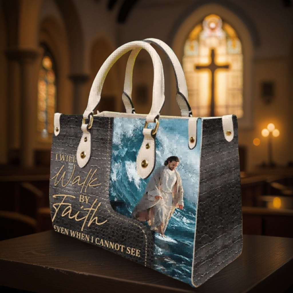 Christianartworkshop Sac à main en cuir personnalisé, orné d'une illustration de Jésus, pour une inspiration spirituelle : Emportez l'inspiration divine avec vous. - image 2