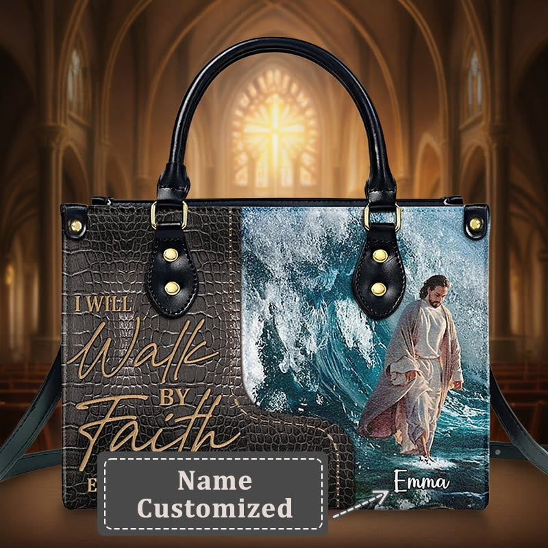 Christianartworkshop Sac à main en cuir personnalisé, orné d'une illustration de Jésus, pour une inspiration spirituelle : Emportez l'inspiration divine avec vous. - XL - Nom personnalisé - image 1