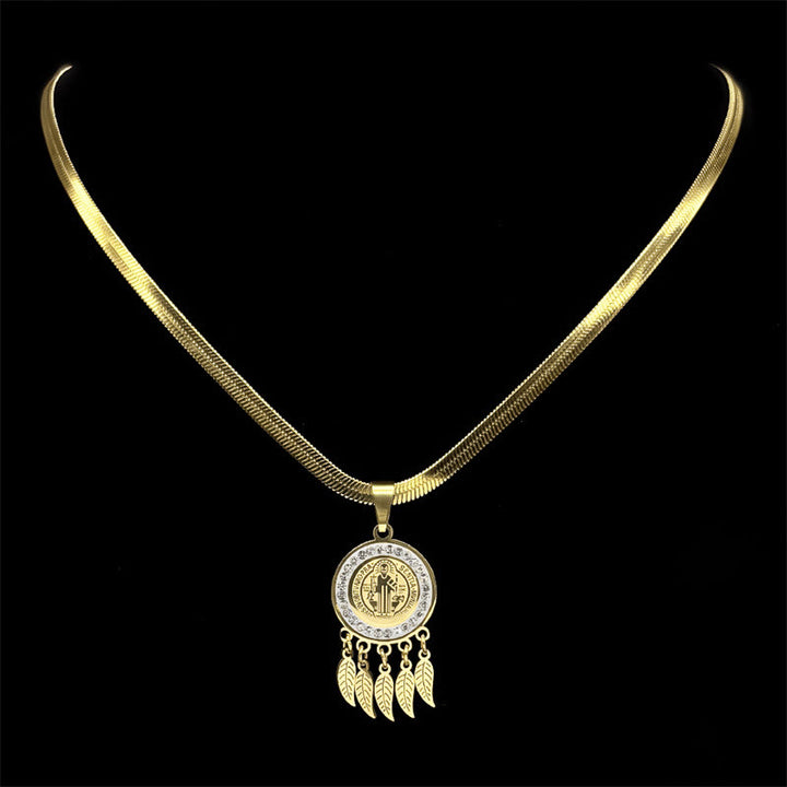 Christianartworkshop Collier pendentif icône de sainte : Bijou artistique orné de zircons - image 6