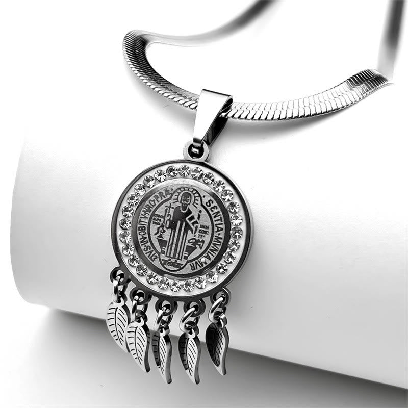Christianartworkshop Collier pendentif icône de sainte : Bijou artistique orné de zircons - image 4