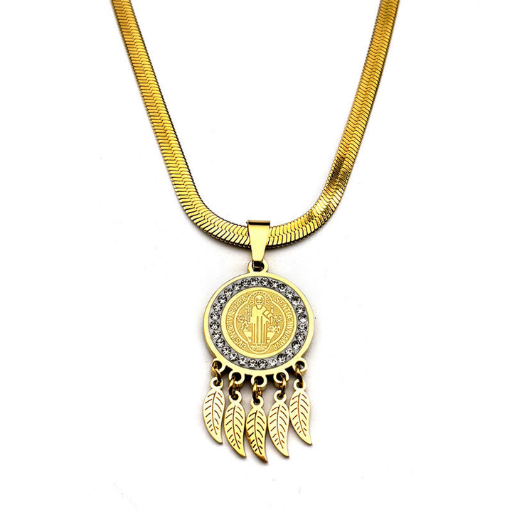 Christianartworkshop Collier pendentif icône de sainte : Bijou artistique orné de zircons - image 7