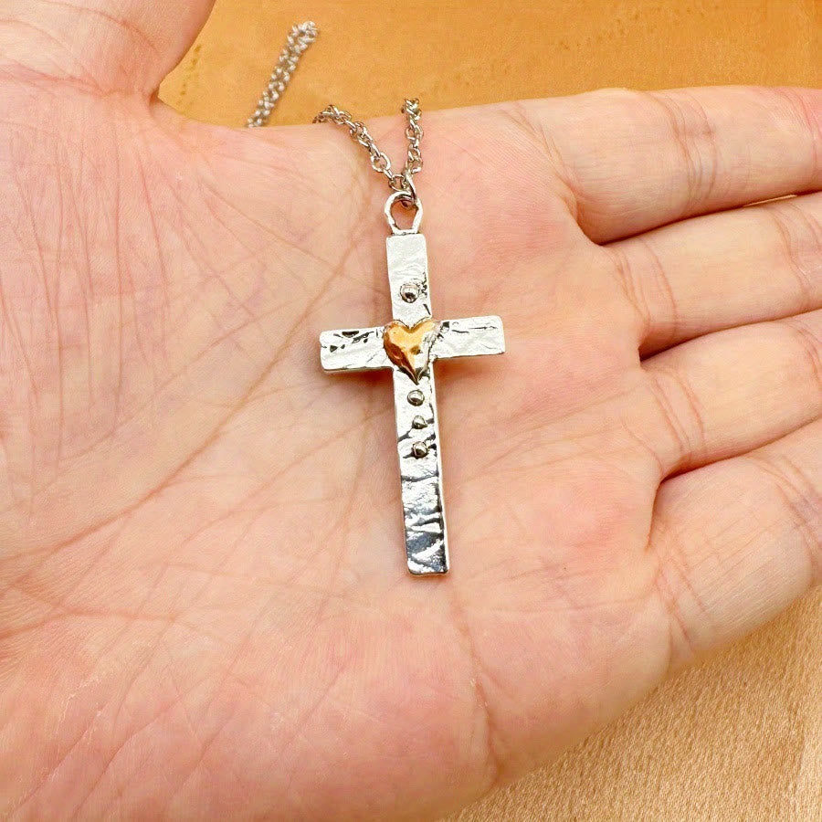 Christianartworkshop Collier croix bicolore : Foi et amour dans un design artistique - image 1