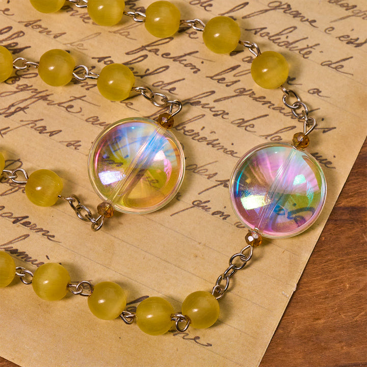 Christianartworkshop Chapelet catholique unique surdimensionné à perles arc-en-ciel aurore boréale avec médaille de la Sainte Famille - image 5