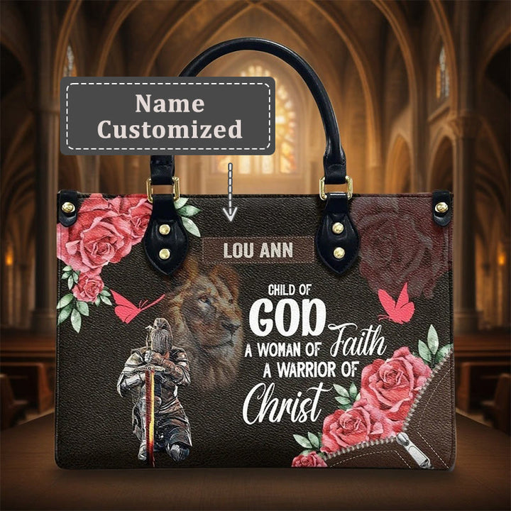 Christianartworkshop Sac à main en cuir personnalisé Lion de Juda avec motif floral guerrier - XL - Nom personnalisé - image 4