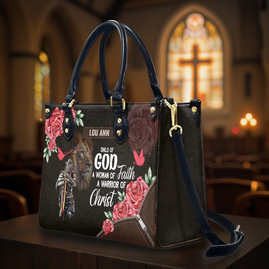 Christianartworkshop Sac à main en cuir personnalisé Lion de Juda avec motif floral guerrier - image 6