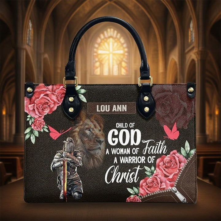 Christianartworkshop Sac à main en cuir personnalisé Lion de Juda avec motif floral guerrier - image 5