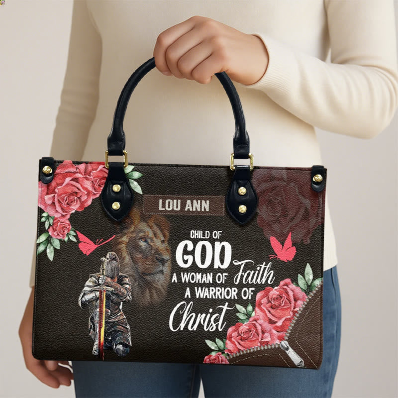 Christianartworkshop Sac à main en cuir personnalisé Lion de Juda avec motif floral guerrier - image 3