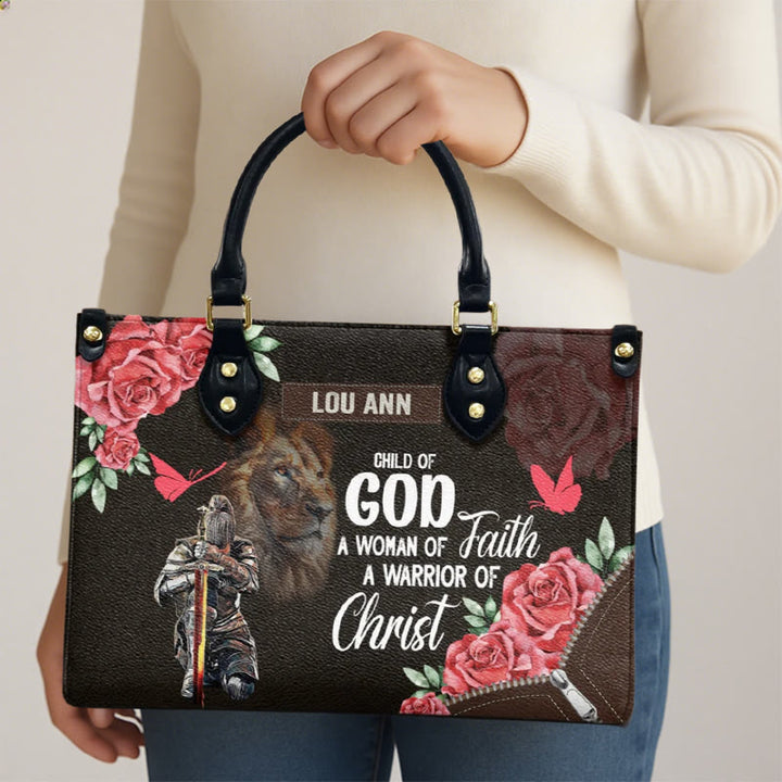Christianartworkshop Sac à main en cuir personnalisé Lion de Juda avec motif floral guerrier - image 3
