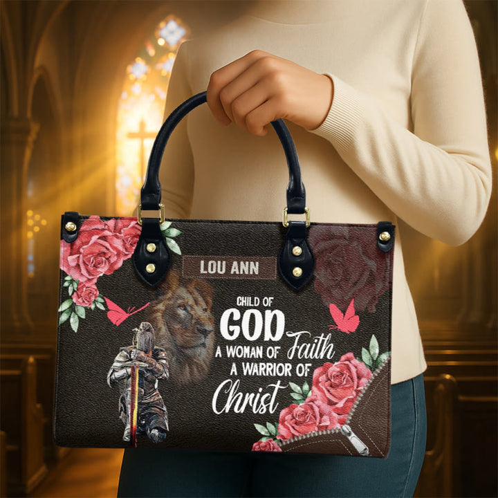 Christianartworkshop Sac à main en cuir personnalisé Lion de Juda avec motif floral guerrier - image 1