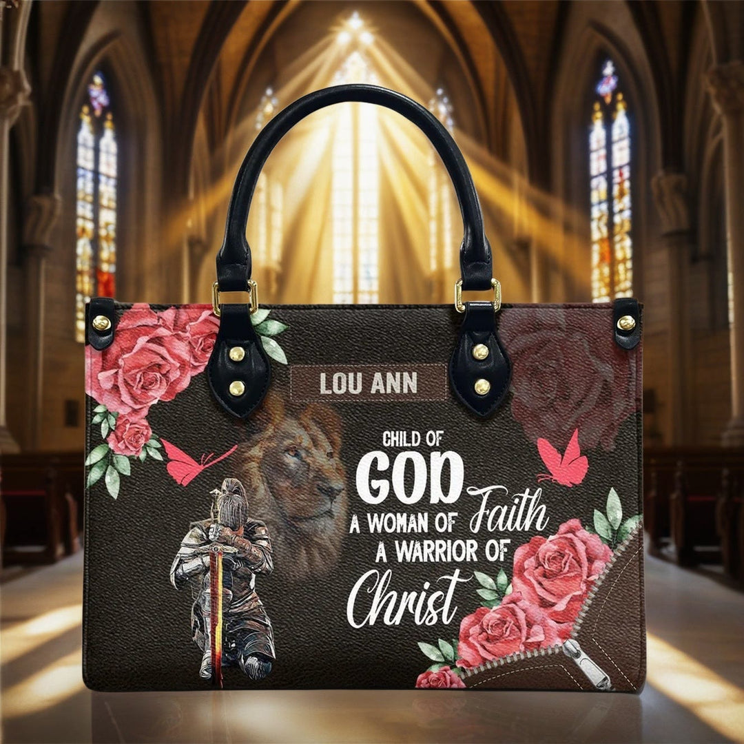 Christianartworkshop Sac à main en cuir personnalisé Lion de Juda avec motif floral guerrier - XL - Standard (sans personnalisation) - image 0