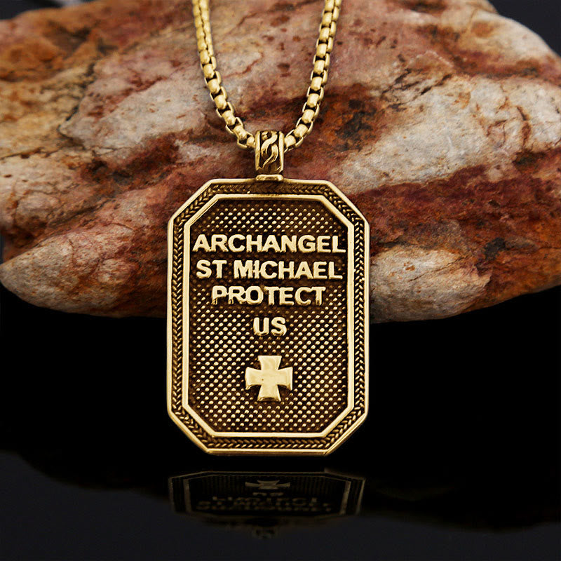 Christianartworkshop Collier pendentif classique en acier inoxydable avec Saint Michel Archange, symbole de protection. - image 6
