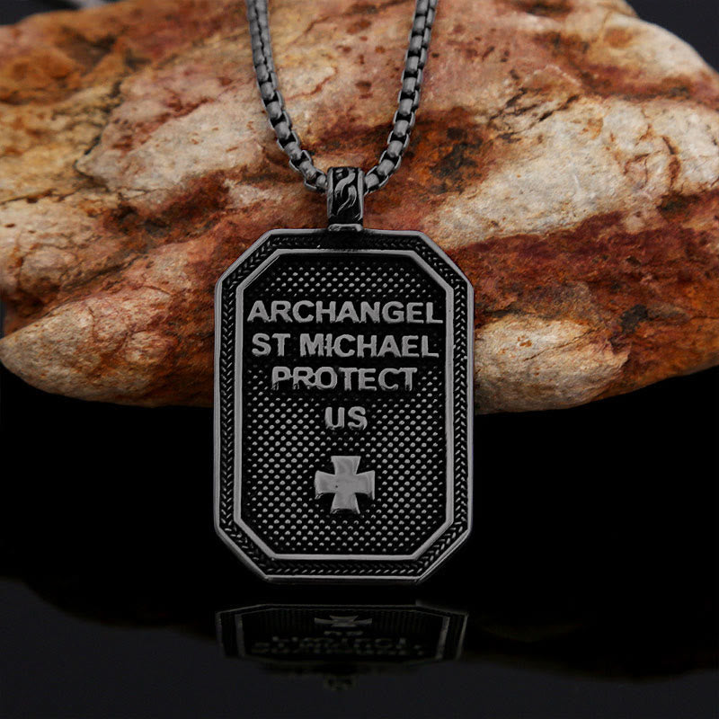 Christianartworkshop Collier pendentif classique en acier inoxydable avec Saint Michel Archange, symbole de protection. - image 20