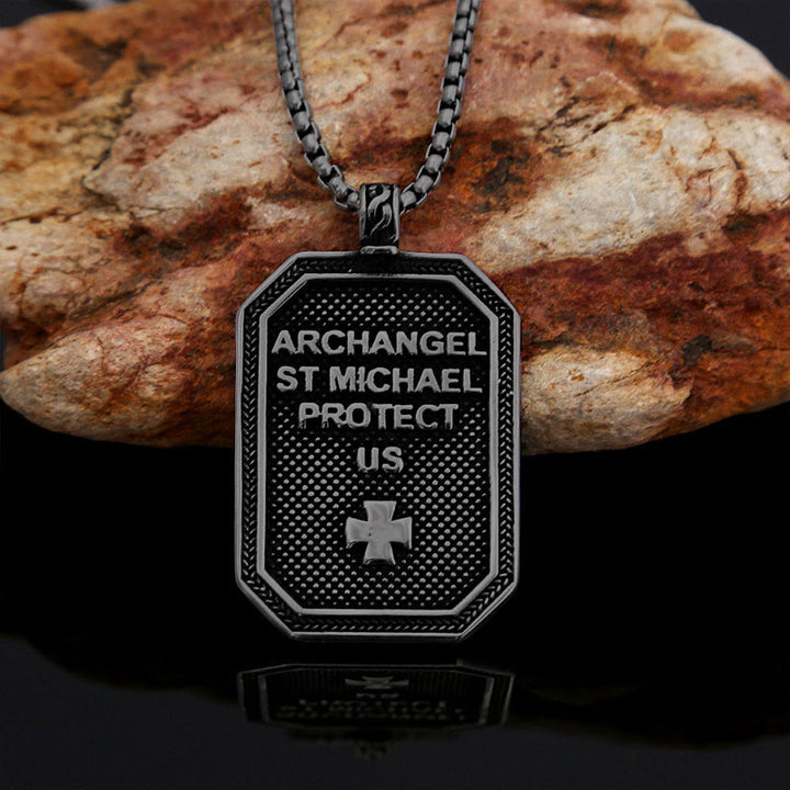 Christianartworkshop Collier pendentif classique en acier inoxydable avec Saint Michel Archange, symbole de protection. - image 20