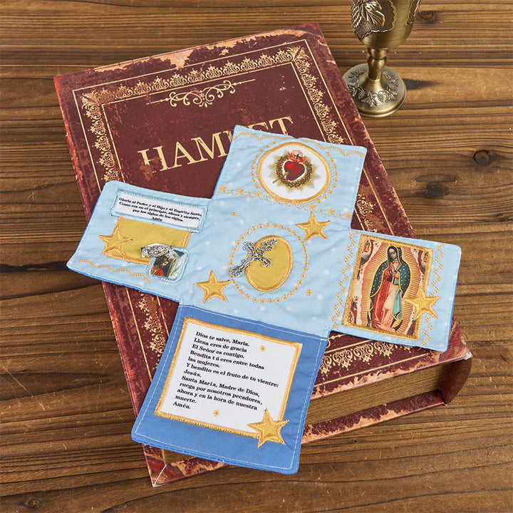 Christianartworkshop Sacoche de poche en tissu brodé 4 couleurs avec croix argentée incluse - image 11