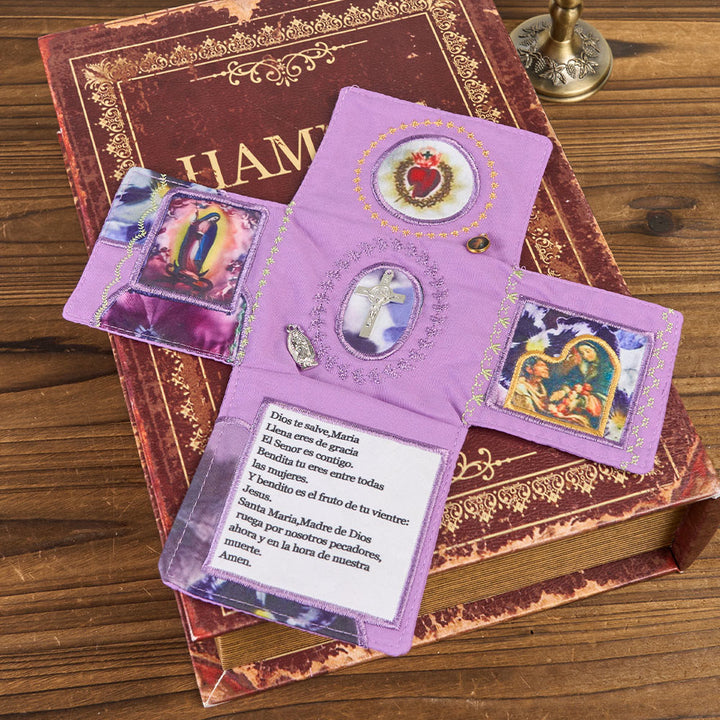 Christianartworkshop Sacoche de poche en tissu brodé 4 couleurs avec croix argentée incluse - image 10