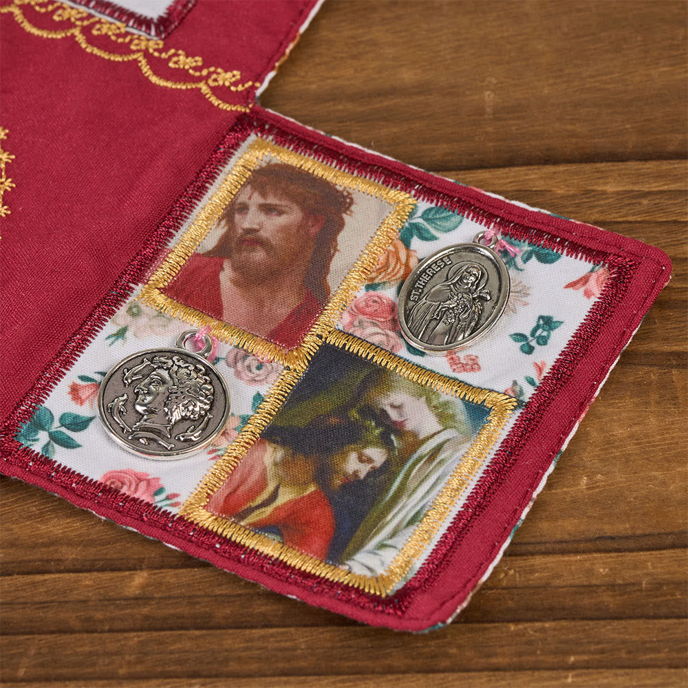 Christianartworkshop Sacoche de poche en tissu brodé 4 couleurs avec croix argentée incluse - image 14