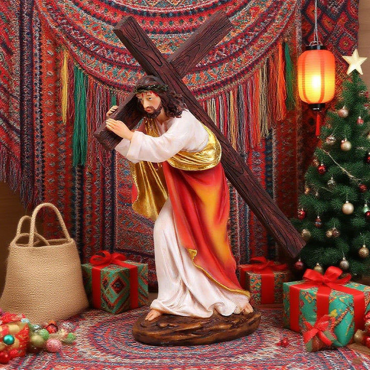 Christianartworkshop Ornement de Noël représentant Jésus portant une croix et une couronne d'épines - image 1