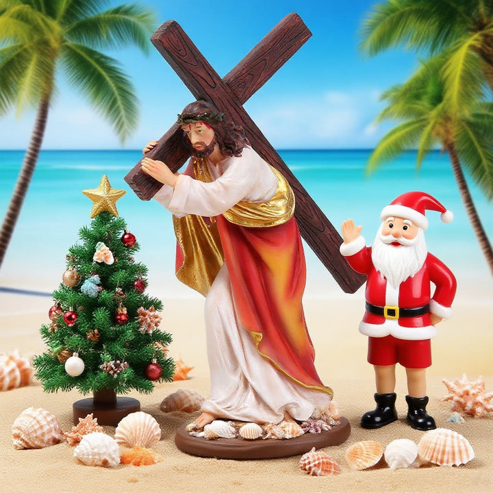 Christianartworkshop Ornement de Noël représentant Jésus portant une croix et une couronne d'épines - image 2