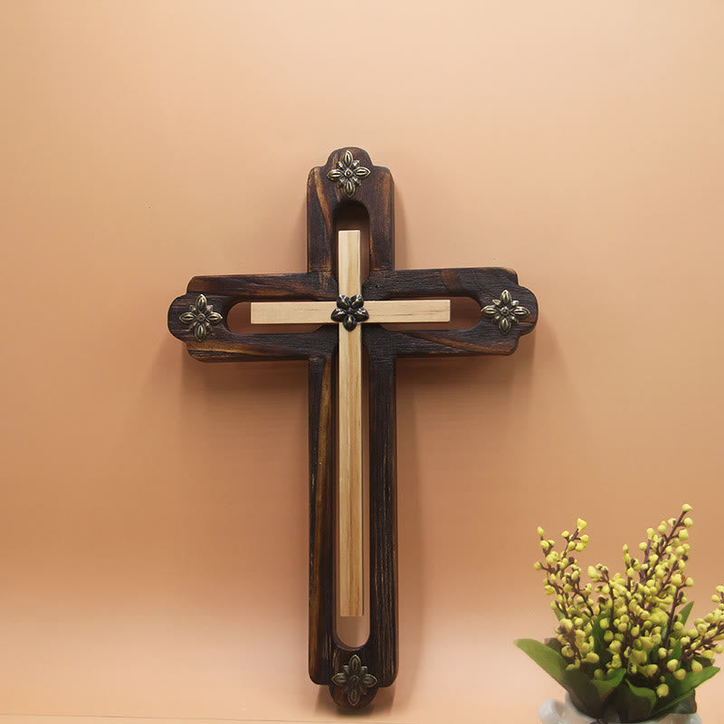 Christianartworkshop Décoration murale croix en bois bicolore pour usage quotidien - Croix - image 0