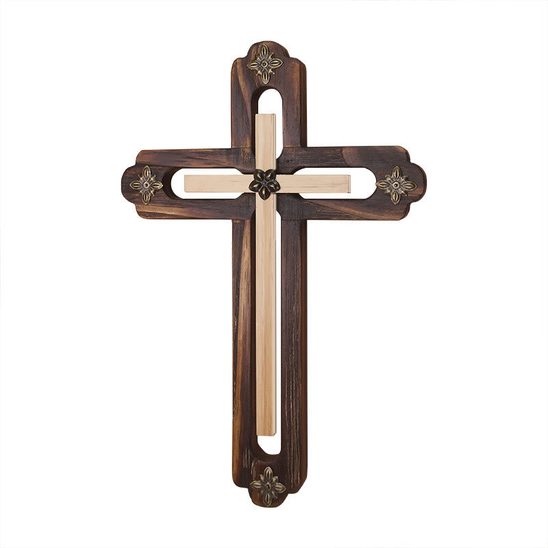 Christianartworkshop Décoration murale croix en bois bicolore pour usage quotidien - image 1