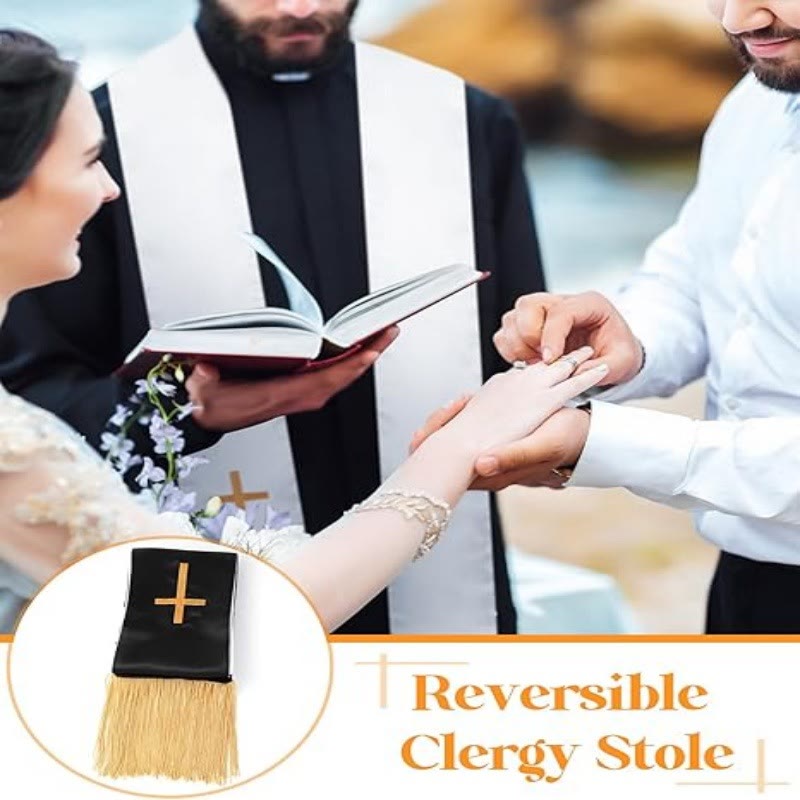 Christianartworkshop Étole de clergé traditionnelle multicolore à col en V et col droit - image 1