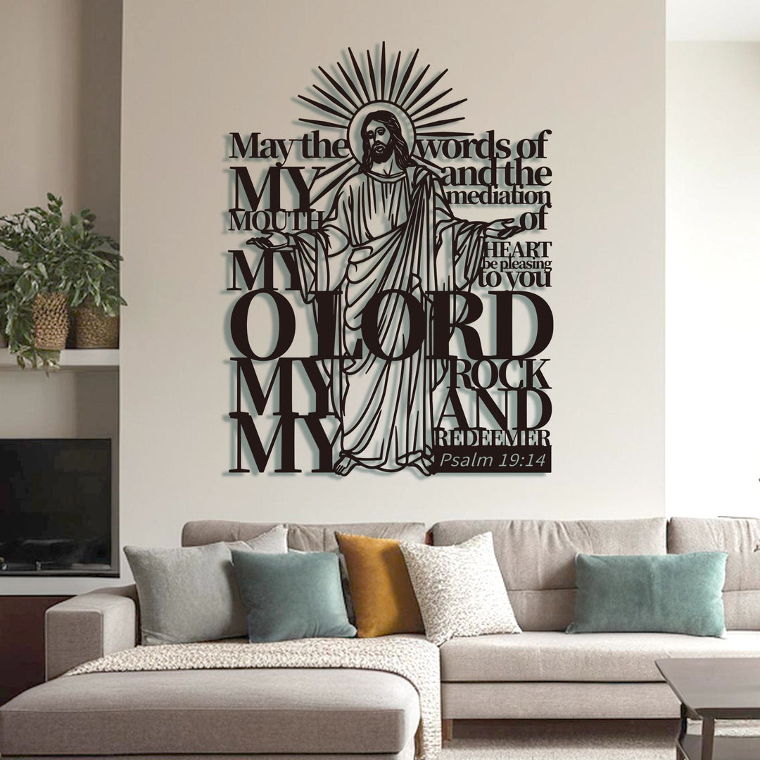Christianartworkshop Décoration murale en métal représentant Jésus (Psaume 19:14) pour un intérieur religieux - image 2