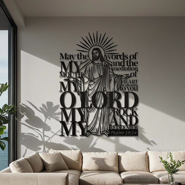 Christianartworkshop Décoration murale en métal représentant Jésus (Psaume 19:14) pour un intérieur religieux - image 3