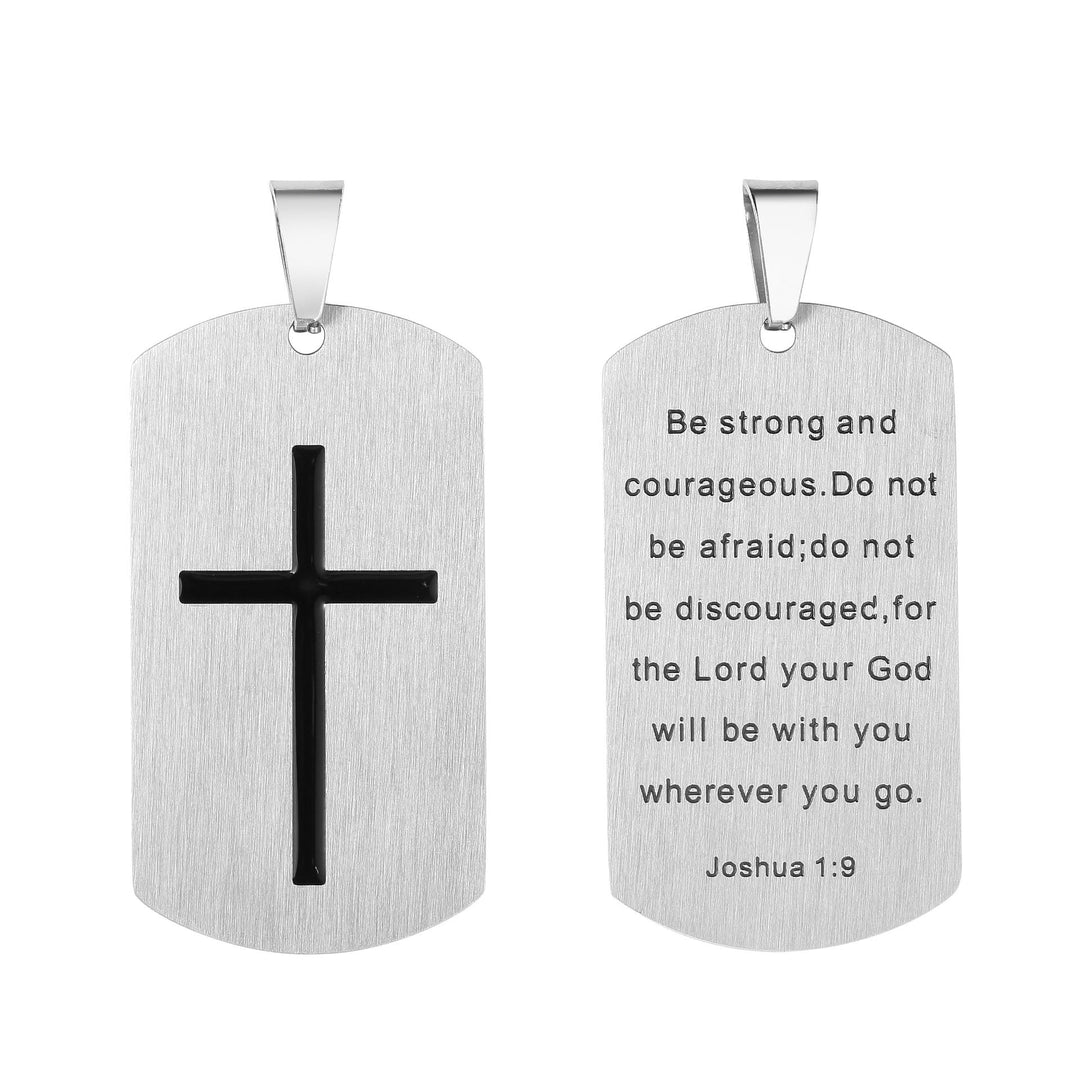 Christianartworkshop Collier double face en acier inoxydable avec croix et Josué 1:9, symbole de courage - image 8
