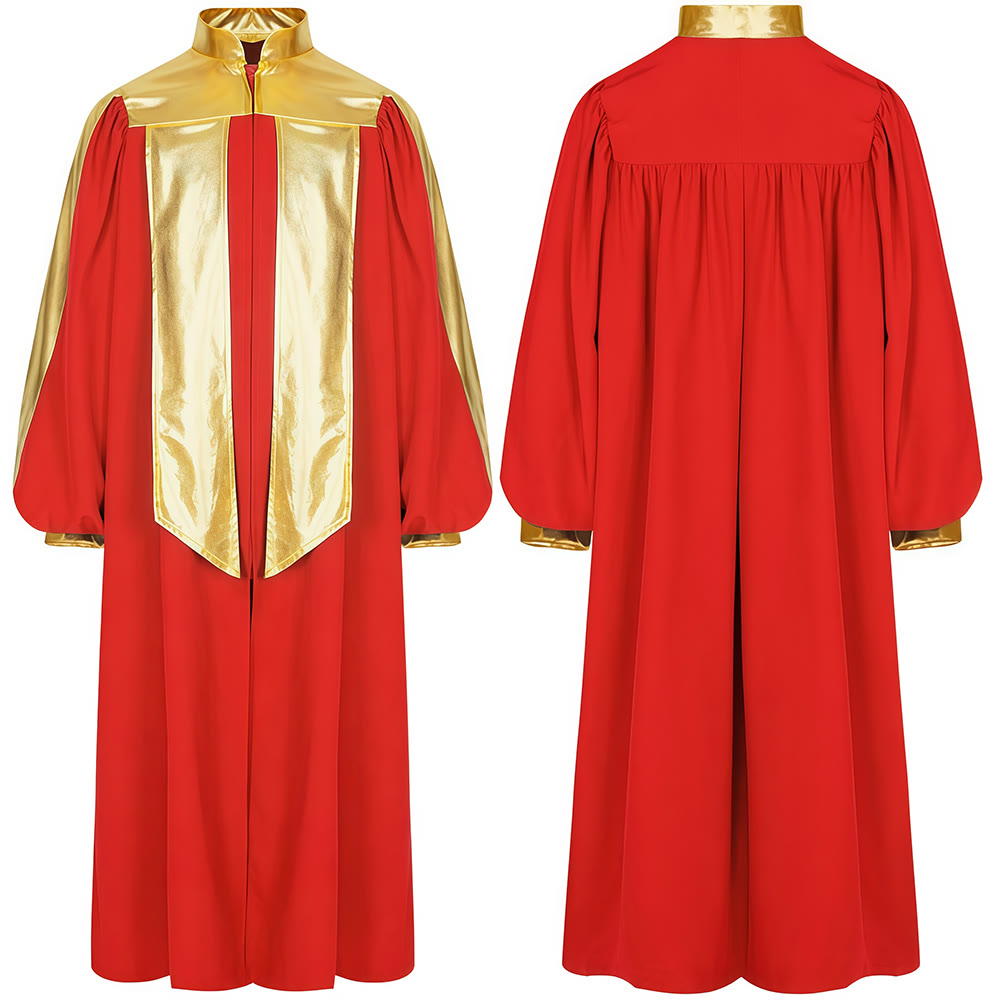 Robe de clergé ornée de dorures, signée Christianartworkshop : 7 couleurs pour une élégance liturgique - Rouge - 2XL - image 3