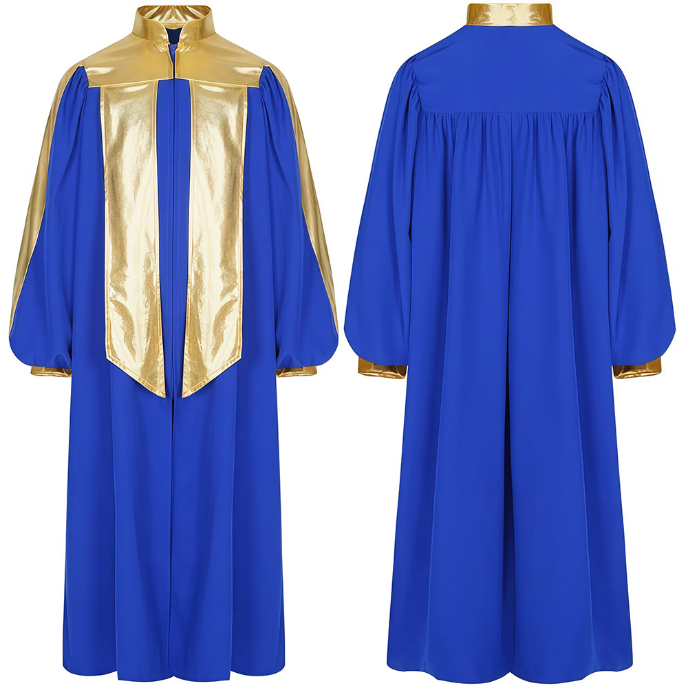 Robe de clergé ornée de dorures, signée Christianartworkshop : 7 couleurs pour une élégance liturgique - Bleu - 2XL - image 1
