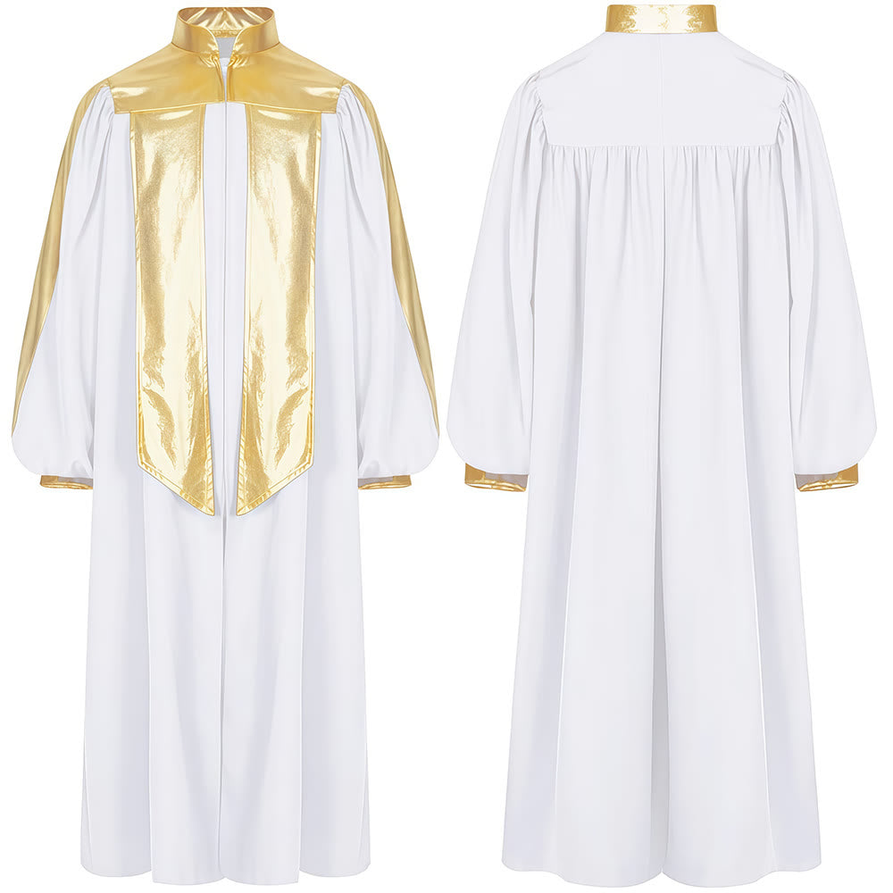 Robe de clergé ornée de dorures, signée Christianartworkshop : 7 couleurs pour une élégance liturgique - Blanc - 2XL - image 7