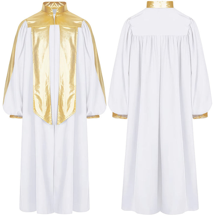 Robe de clergé ornée de dorures, signée Christianartworkshop : 7 couleurs pour une élégance liturgique - Blanc - 2XL - image 7