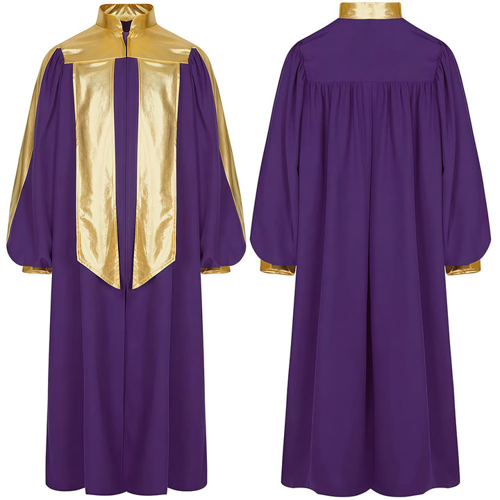 Robe de clergé ornée de dorures, signée Christianartworkshop : 7 couleurs pour une élégance liturgique - Violet - 2XL - image 11