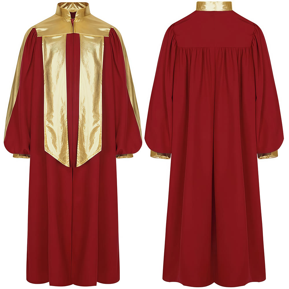 Robe de clergé ornée de dorures, signée Christianartworkshop : 7 couleurs pour une élégance liturgique - Vin - 2XL - image 5