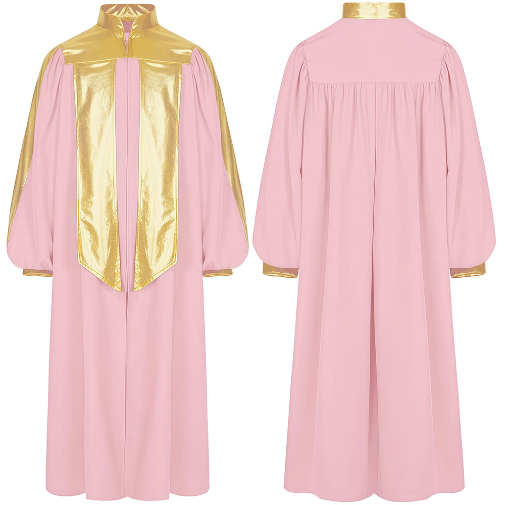 Robe de clergé ornée de dorures, signée Christianartworkshop : 7 couleurs pour une élégance liturgique - Rose - 2XL - image 13