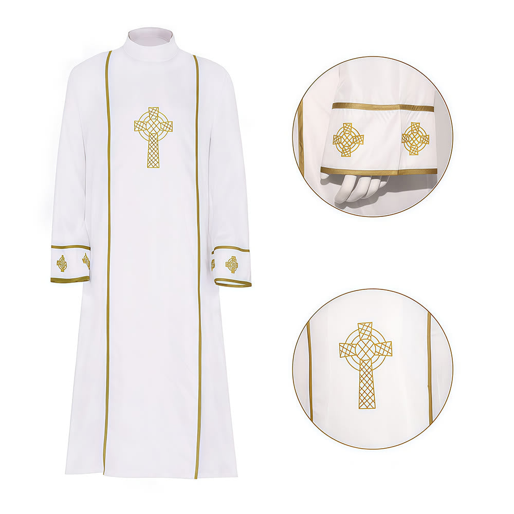 Christianartworkshop - Robe de clergé en soutane blanche multi-styles : Idéale pour le culte et les rituels religieux - image 2